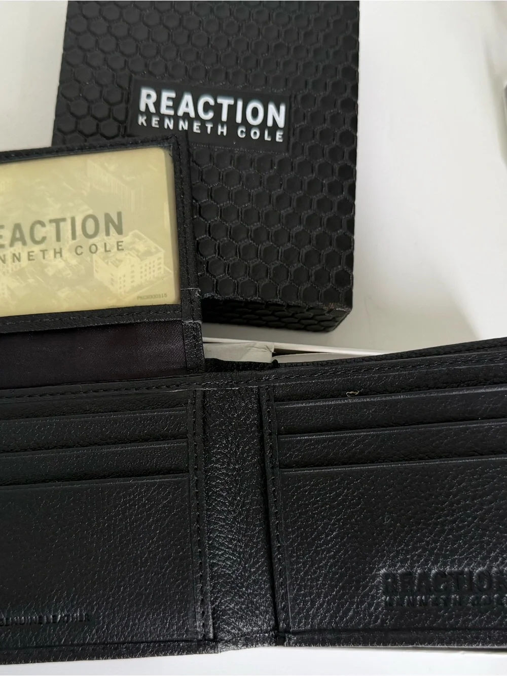 Kenneth Cole Reaction Black Leather Bi-Fold Wallet